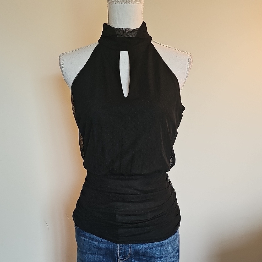White House Black Market Black Keyhole Tank Top